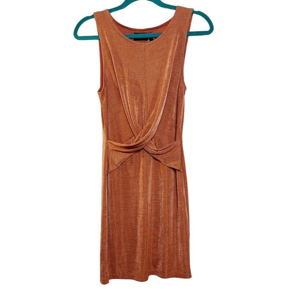 Mink Pink Cross Over Mini Dress Metallic Pink Size Small